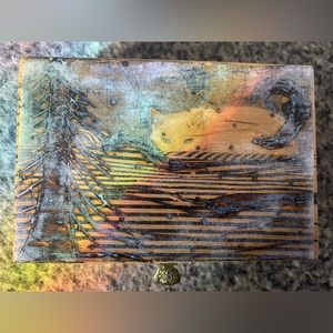 Handmade Wood Burned Box with Cat Graphic.